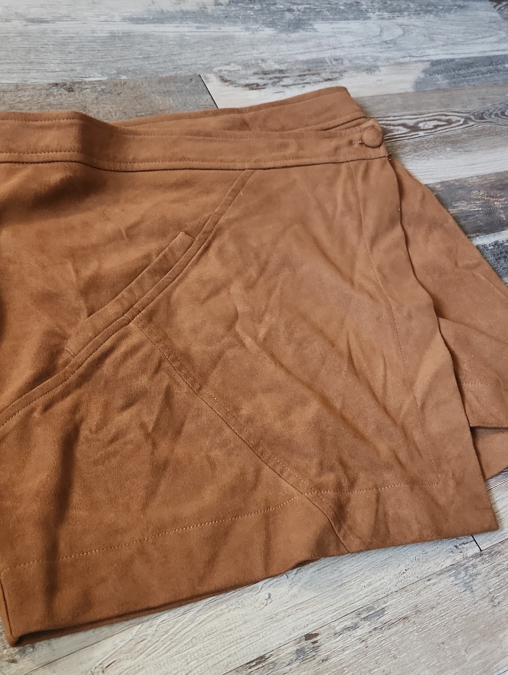 Forever 21 Brown Faux Suede Mini Skirt with Side Button Detail